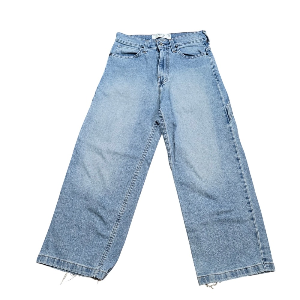 Hollister Super Baggy High Rise Wide Leg Jeans Light Wash Blue W28 L28